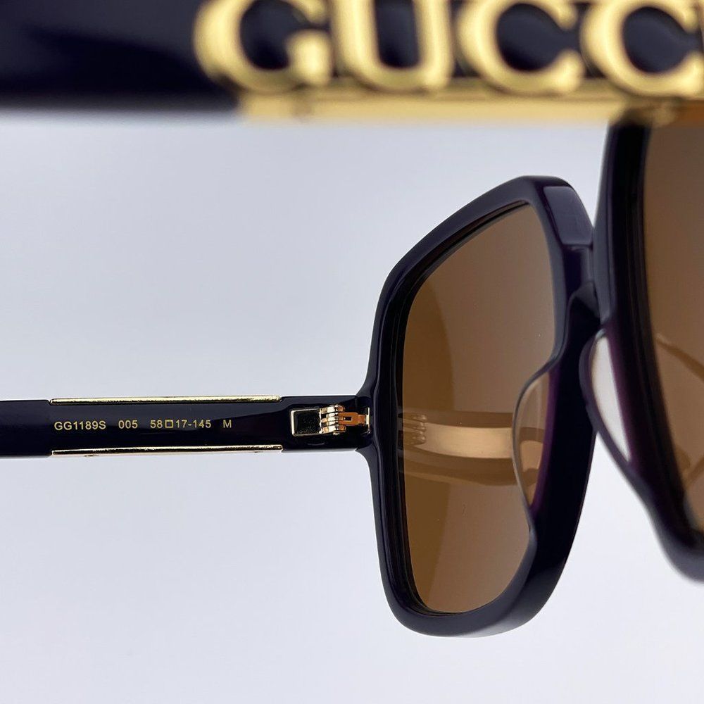 Gucci GG1189S 005 Sunglasses Violet Brown Square Oversized Women - Picture 8 of 12